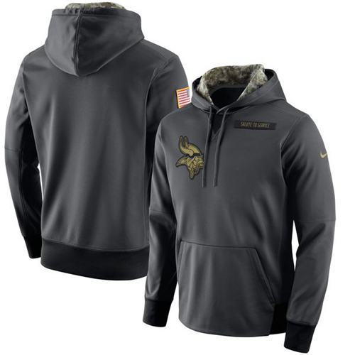 Men's Minnesota Vikings Nike Anthracite Salute to Service Player Performance Hoodie - Click Image to Close